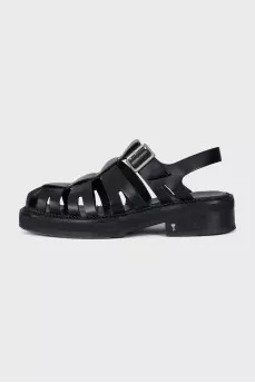 Leather square toe sandals