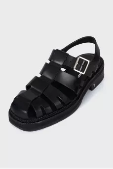 Leather square toe sandals