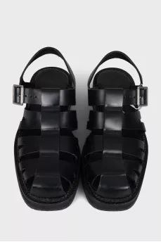 Leather square toe sandals
