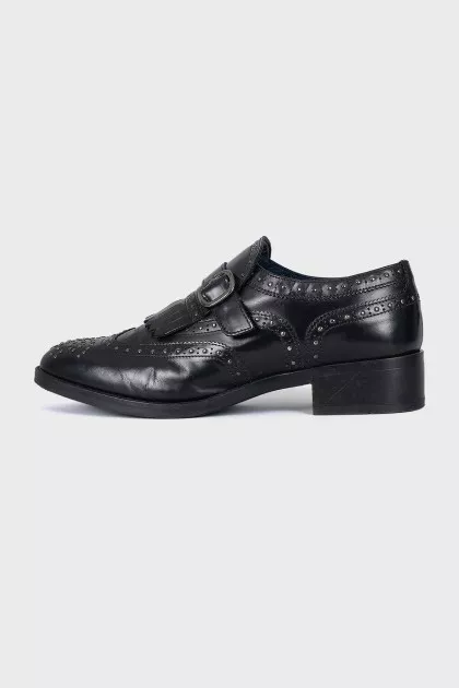 Leather loafers with metal decor