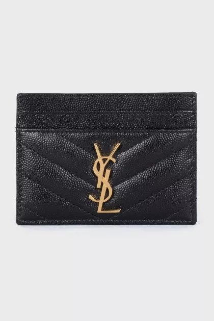 Leather cardholder with brand logo