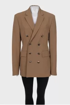 Double-breasted fitted jacket with tag