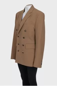 Double-breasted fitted jacket with tag
