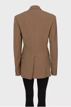 Double-breasted fitted jacket with tag