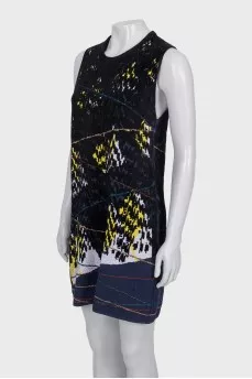 Straight dress in relief print