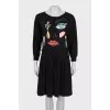 Black printed long sleeve dress