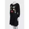 Black printed long sleeve dress