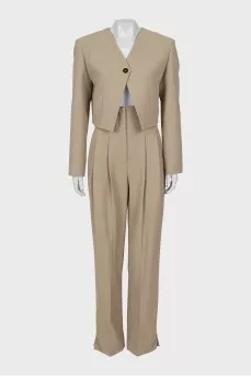 Wool suit with trousers in beige 