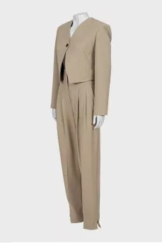 Wool suit with trousers in beige 