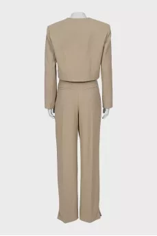 Wool suit with trousers in beige 