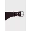 Patent leather belt with silver buckle