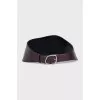 Patent leather belt with silver buckle