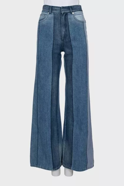 Flared jeans with raised seams