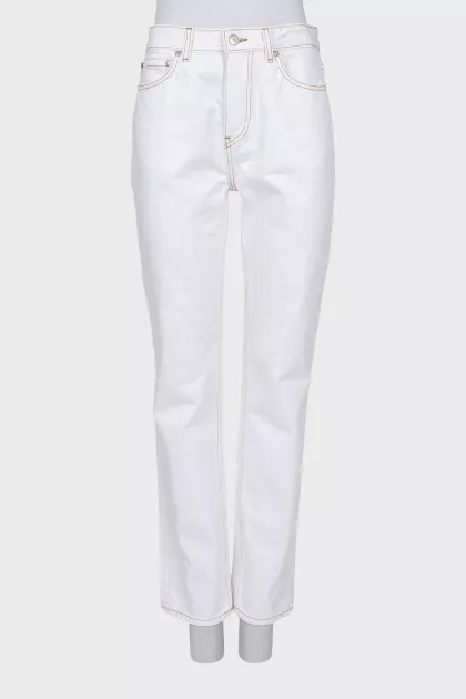 White jeans with contrast seams