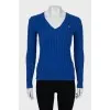 Knitted pullover in blue