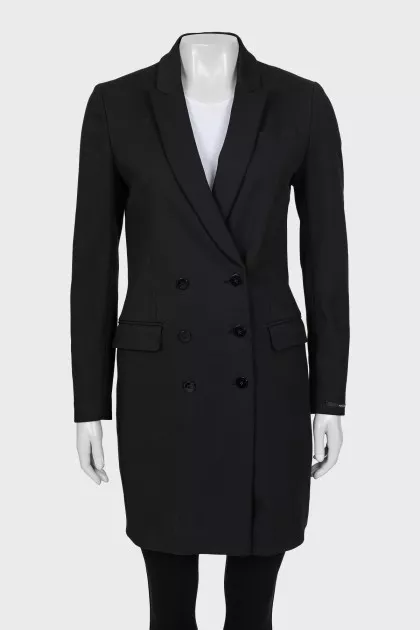Double-breasted coat in black