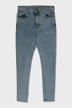 Skinny fit cropped jeans in light blue