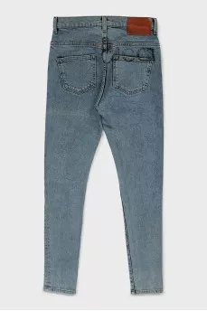 Skinny fit cropped jeans in light blue
