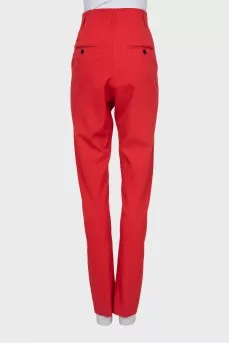 Красные брюки из шерсти с биркой