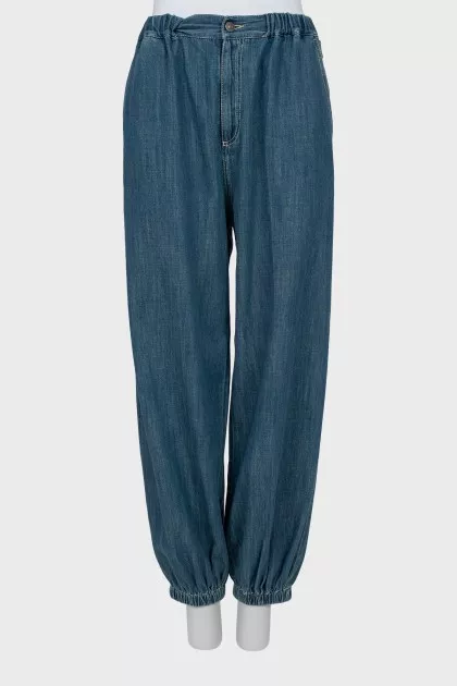 Jeans with elastic and zip with tag