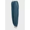Jeans with elastic and zip with tag