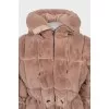 Down jacket with leather elements