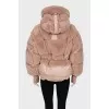 Down jacket with leather elements
