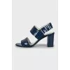Dark blue leather sandals