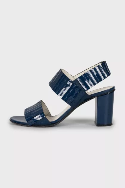 Dark blue leather sandals