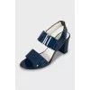 Dark blue leather sandals