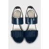 Dark blue leather sandals