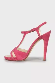 Pink suede sandals