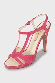 Pink suede sandals