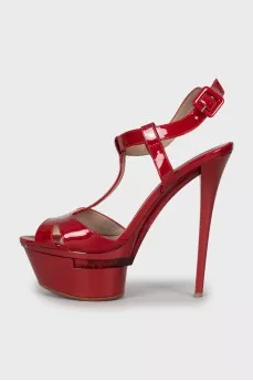 Red high heel sandals