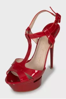 Red high heel sandals