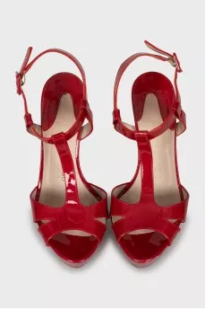 Red high heel sandals