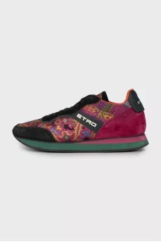 Textile and suede sneakers