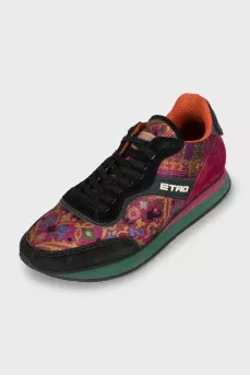 Textile and suede sneakers