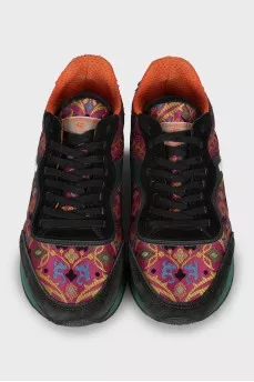 Textile and suede sneakers