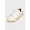 Leather sneakers with accent sole