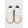 Leather sneakers with accent sole