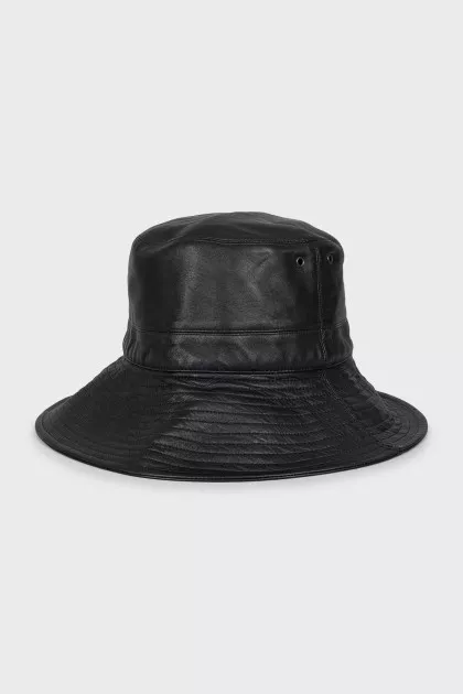 Black leather panama hat