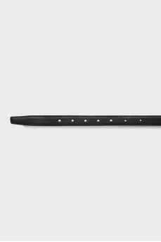 Black leather belt with brand logo