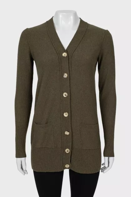 Green cardigan with patch pockets