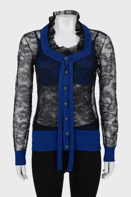 Lace top and cardigan set