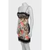 Silk dress with print and lace decoration