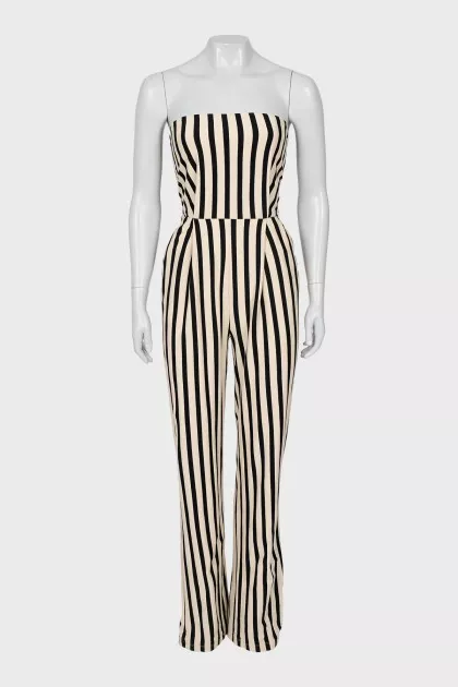 Striped bustier jumpsuit