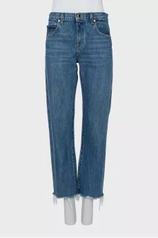 Wide leg jeans with raw hem