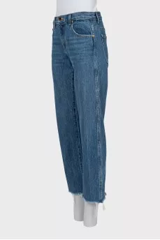 Wide leg jeans with raw hem