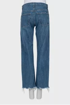 Wide leg jeans with raw hem